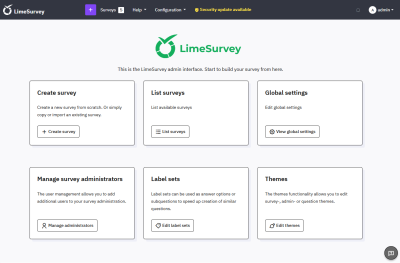 LimeSurvey beheerscherm 